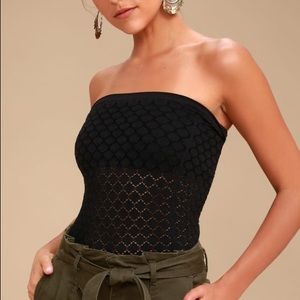 Black honey textured tube top